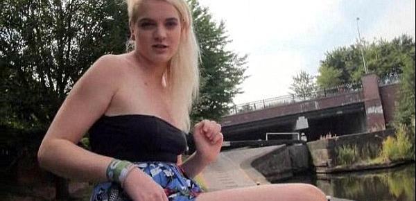  Carly Rae nude public masturbation of blonde teen babe fingering pussy outdoors